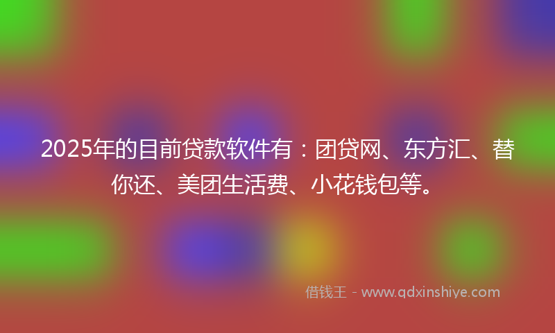 2025年的目前贷款软件有：团贷网、东方汇、替你还、美团生活费、小花钱包等。