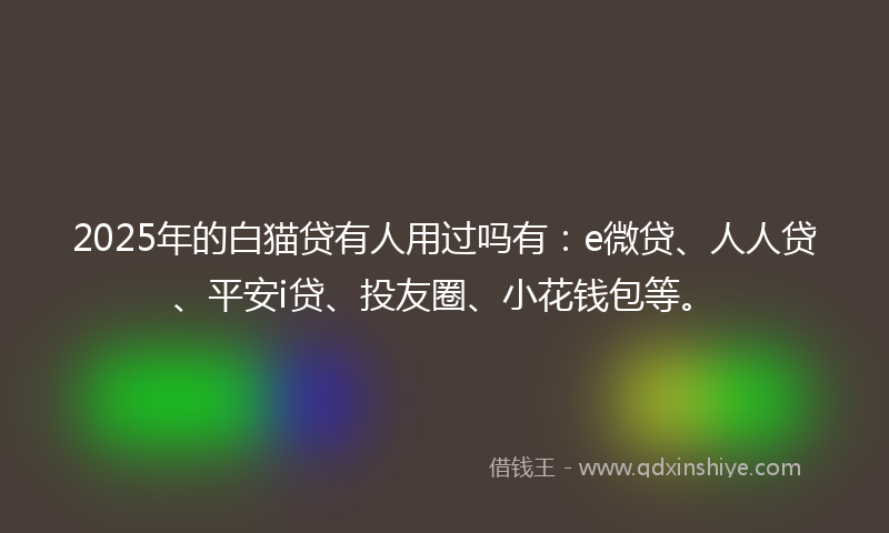 2025年的白猫贷有人用过吗有：e微贷、人人贷、平安i贷、投友圈、小花钱包等。