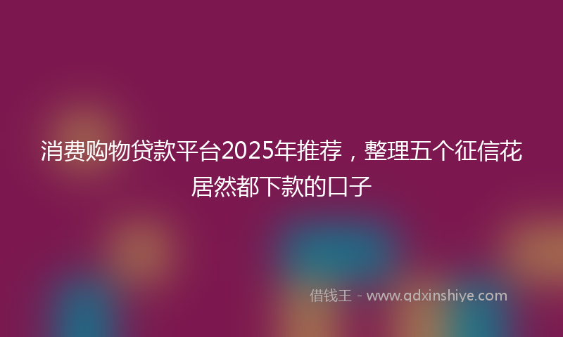 消费购物贷款平台2025年推荐，整理五个征信花居然都下款的口子