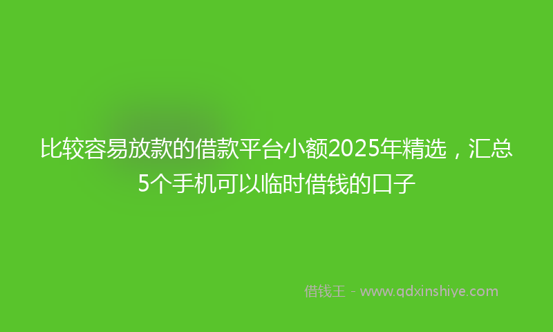 比较容易放款的借款平台小额2025年精选,汇总5个手机可以临时借钱的口子