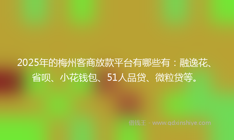 2025年的梅州客商放款平台有哪些有：融逸花、省呗、小花钱包、51人品贷、微粒贷等。