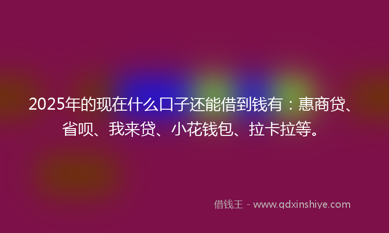 2025年的现在什么口子还能借到钱有：惠商贷、省呗、我来贷、小花钱包、拉卡拉等。