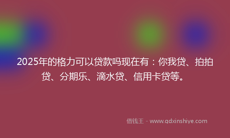 2025年的格力可以贷款吗现在有：你我贷、拍拍贷、分期乐、滴水贷、信用卡贷等。