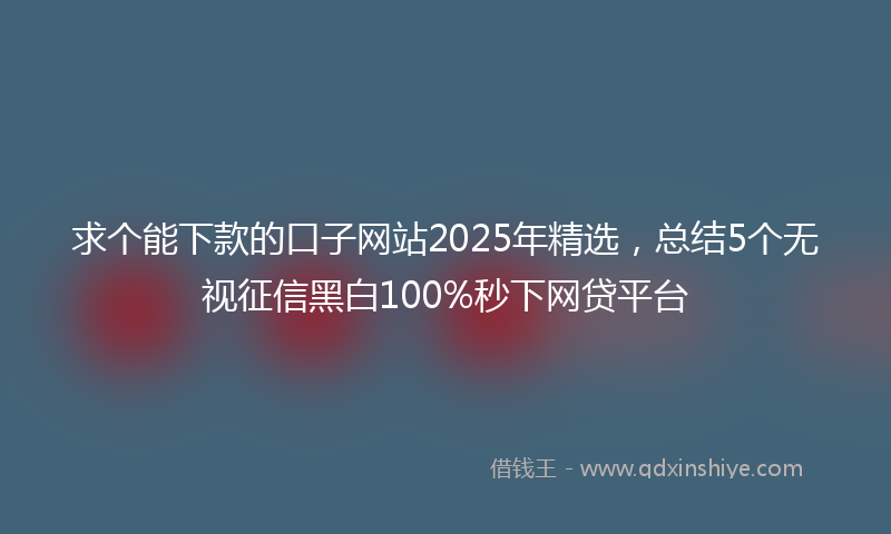 求个能下款的口子网站2025年精选，总结5个无视征信黑白100%秒下网贷平台