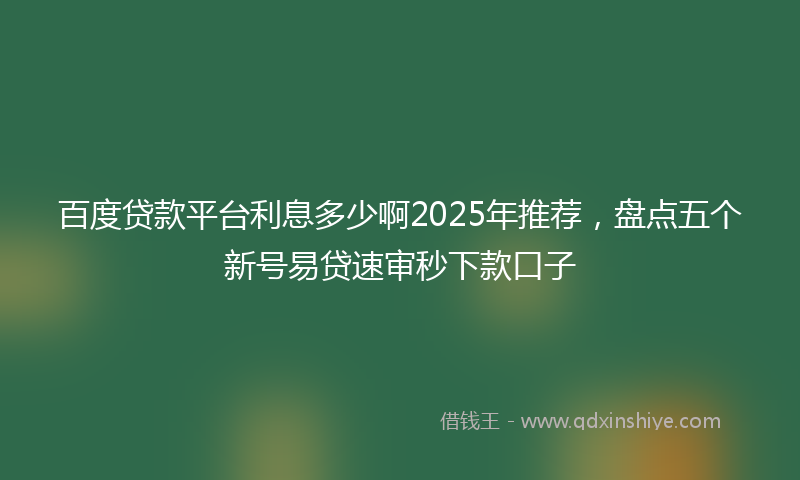 百度贷款平台利息多少啊2025年推荐，盘点五个新号易贷速审秒下款口子