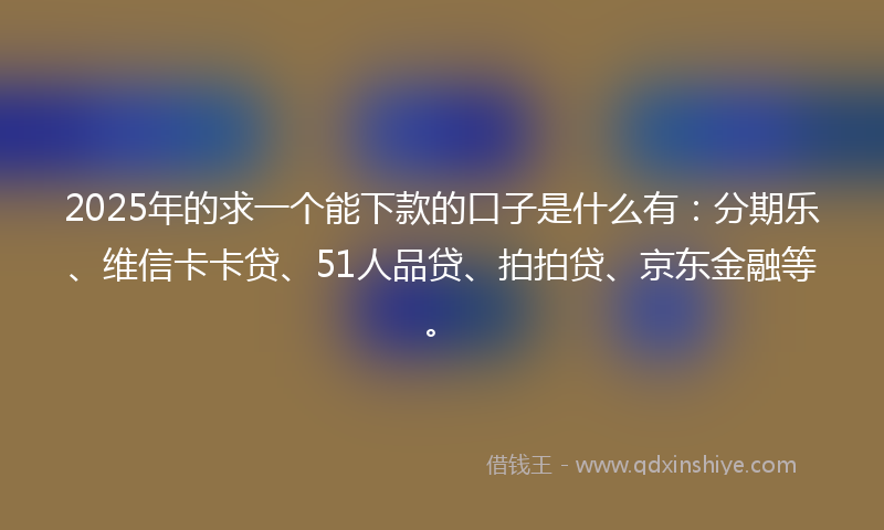 2025年的求一个能下款的口子是什么有：分期乐、维信卡卡贷、51人品贷、拍拍贷、京东金融等。
