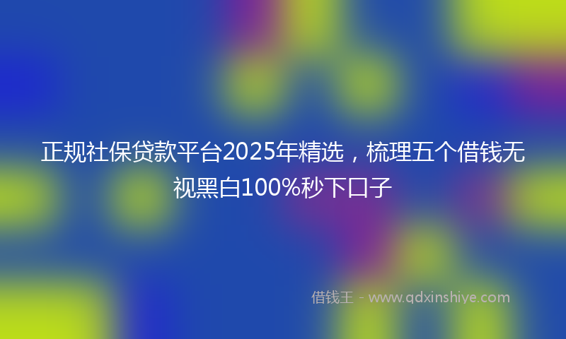 正规社保贷款平台2025年精选，梳理五个借钱无视黑白100%秒下口子