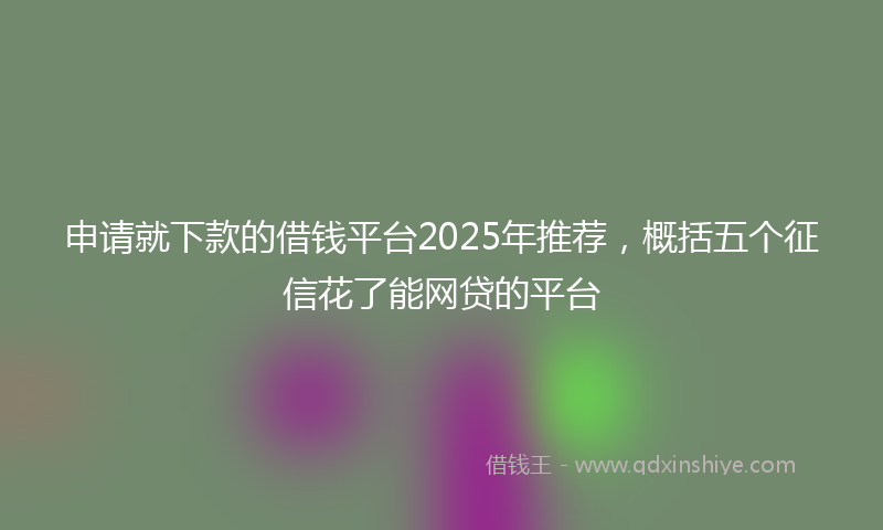 申请就下款的借钱平台2025年推荐，概括五个征信花了能网贷的平台