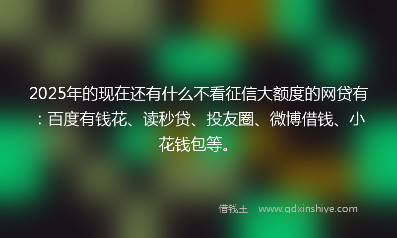 2025年的现在还有什么不看征信大额度的网贷有：百度有钱花、读秒贷、投友圈、微博借钱、小花钱包等。