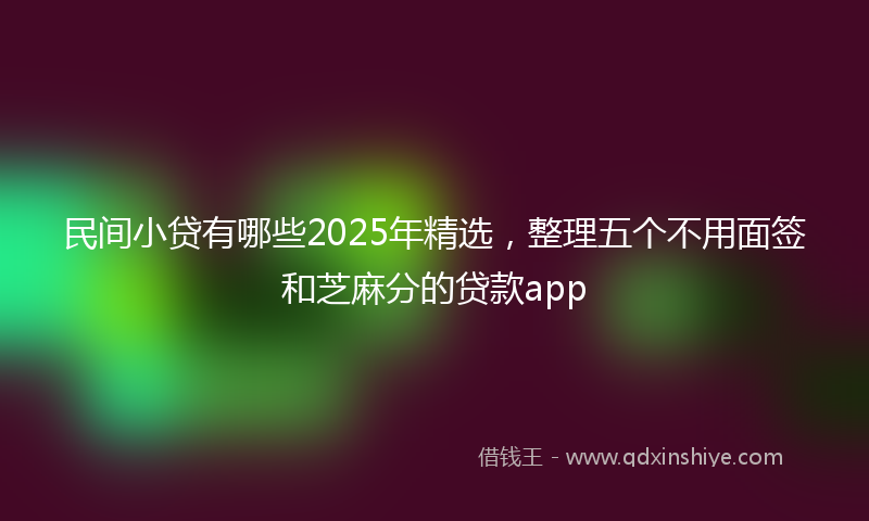 民间小贷有哪些2025年精选，整理五个不用面签和芝麻分的贷款app