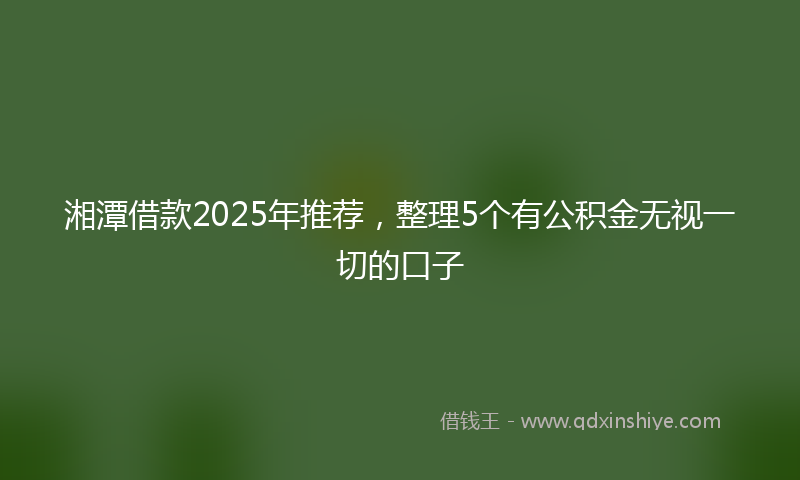 湘潭借款2025年推荐，整理5个有公积金无视一切的口子