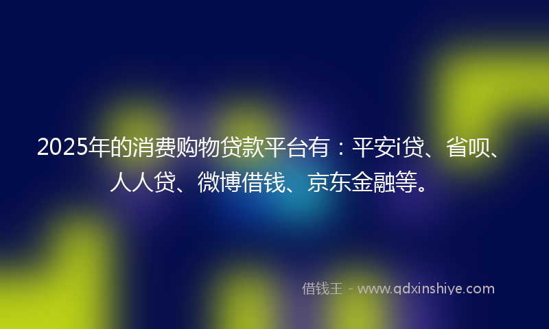 2025年的消费购物贷款平台有：平安i贷、省呗、人人贷、微博借钱、京东金融等。