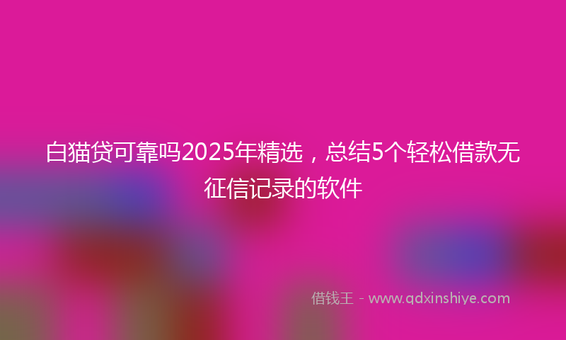 白猫贷可靠吗2025年精选，总结5个轻松借款无征信记录的软件