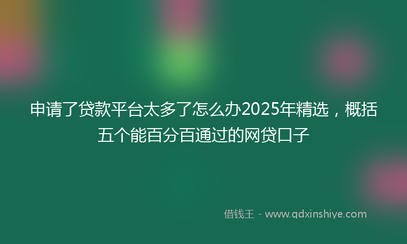申请了贷款平台太多了怎么办2025年精选，概括五个能百分百通过的网贷口子