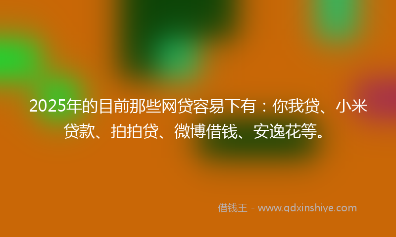 2025年的目前那些网贷容易下有：你我贷、小米贷款、拍拍贷、微博借钱、安逸花等。