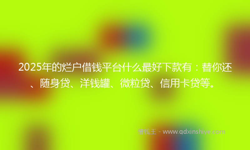 2025年的烂户借钱平台什么最好下款有：替你还、随身贷、洋钱罐、微粒贷、信用卡贷等。