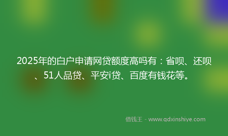 2025年的白户申请网贷额度高吗有：省呗、还呗、51人品贷、平安i贷、百度有钱花等。