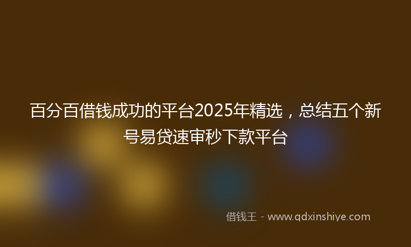 百分百借钱成功的平台2025年精选，总结五个新号易贷速审秒下款平台