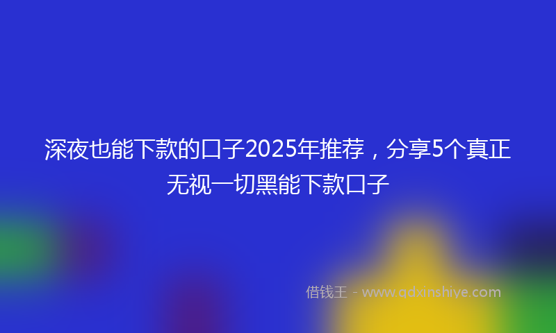 深夜也能下款的口子2025年推荐，分享5个真正无视一切黑能下款口子
