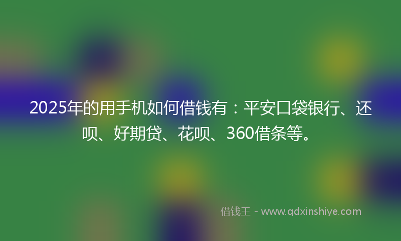 2025年的用手机如何借钱有:平安口袋银行、还呗、好期贷、花呗、360借条等。