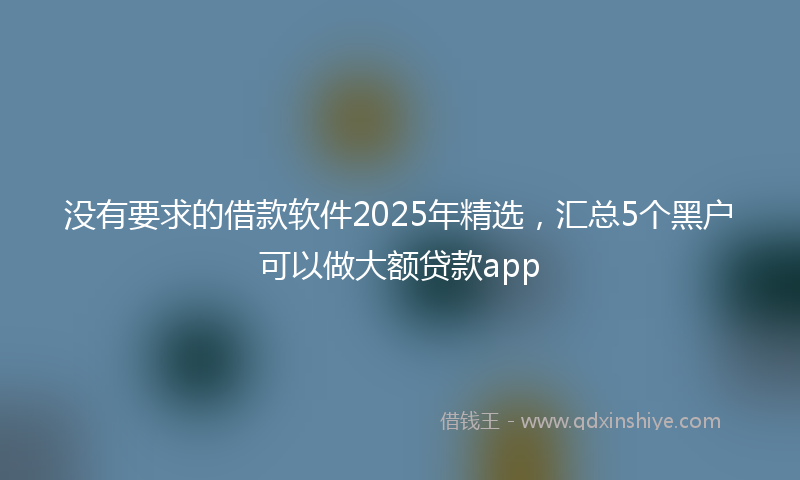 没有要求的借款软件2025年精选，汇总5个黑户可以做大额贷款app