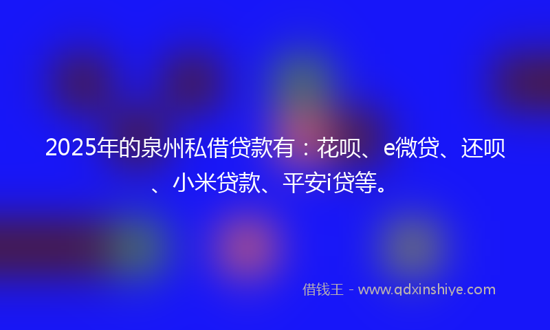 2025年的泉州私借贷款有：花呗、e微贷、还呗、小米贷款、平安i贷等。