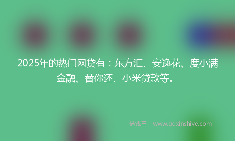 2025年的热门网贷有：东方汇、安逸花、度小满金融、替你还、小米贷款等。