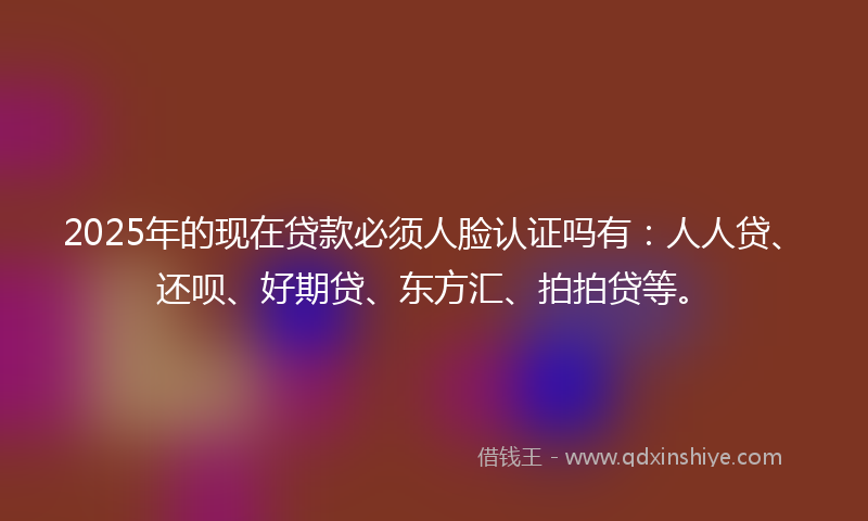 2025年的现在贷款必须人脸认证吗有：人人贷、还呗、好期贷、东方汇、拍拍贷等。