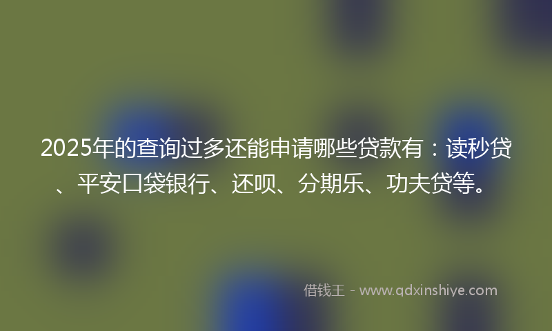 2025年的查询过多还能申请哪些贷款有：读秒贷、平安口袋银行、还呗、分期乐、功夫贷等。