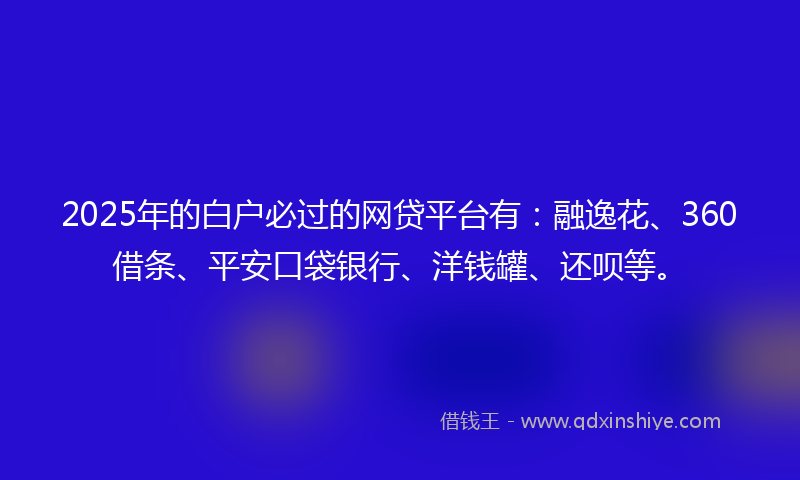 2025年的白户必过的网贷平台有：融逸花、360借条、平安口袋银行、洋钱罐、还呗等。