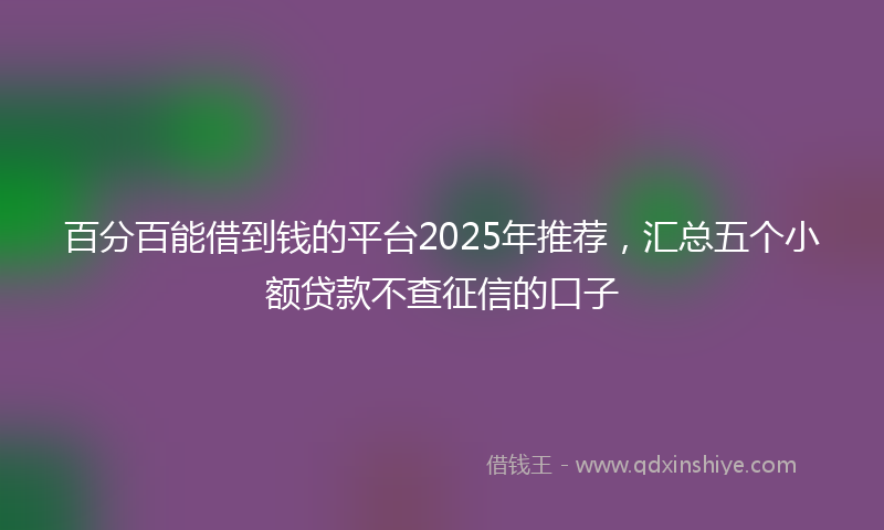 百分百能借到钱的平台2025年推荐，汇总五个小额贷款不查征信的口子