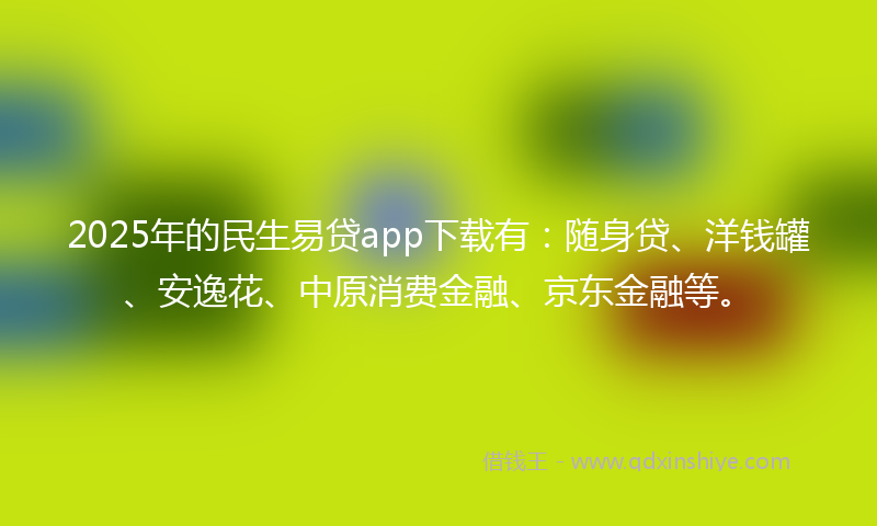 2025年的民生易贷app下载有：随身贷、洋钱罐、安逸花、中原消费金融、京东金融等。