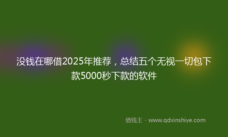 没钱在哪借2025年推荐，总结五个无视一切包下款5000秒下款的软件