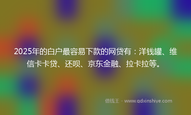 2025年的白户最容易下款的网贷有：洋钱罐、维信卡卡贷、还呗、京东金融、拉卡拉等。