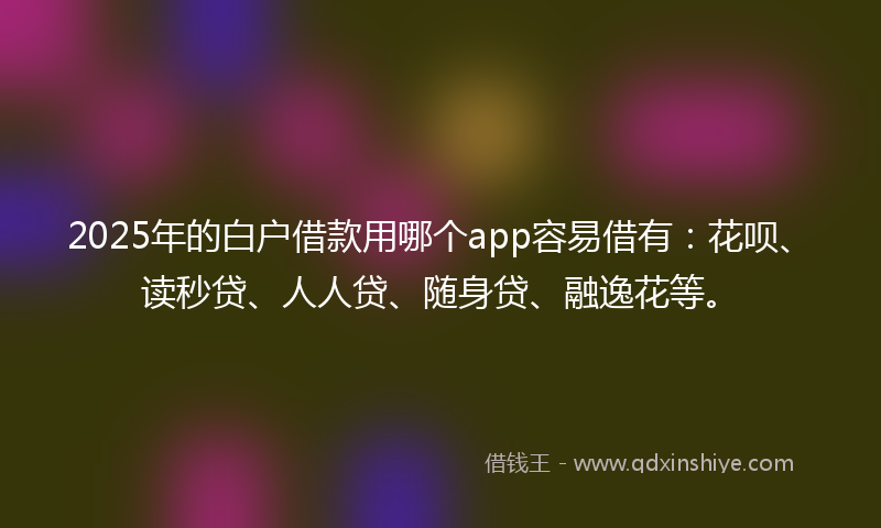 2025年的白户借款用哪个app容易借有：花呗、读秒贷、人人贷、随身贷、融逸花等。