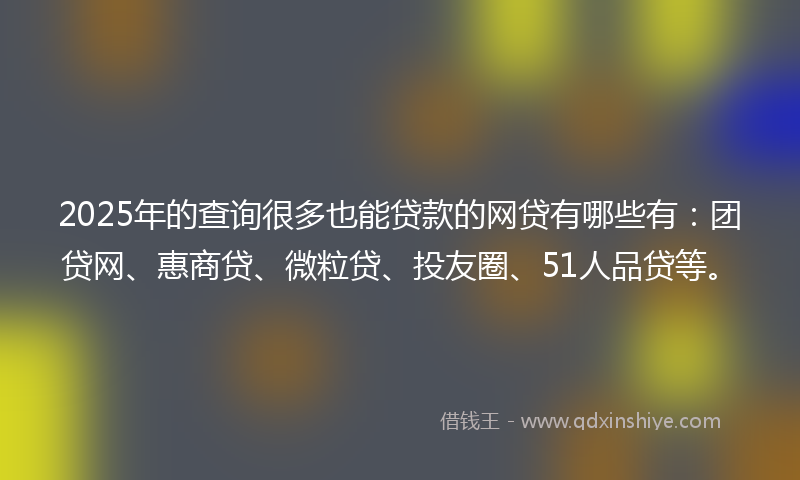 2025年的查询很多也能贷款的网贷有哪些有：团贷网、惠商贷、微粒贷、投友圈、51人品贷等。