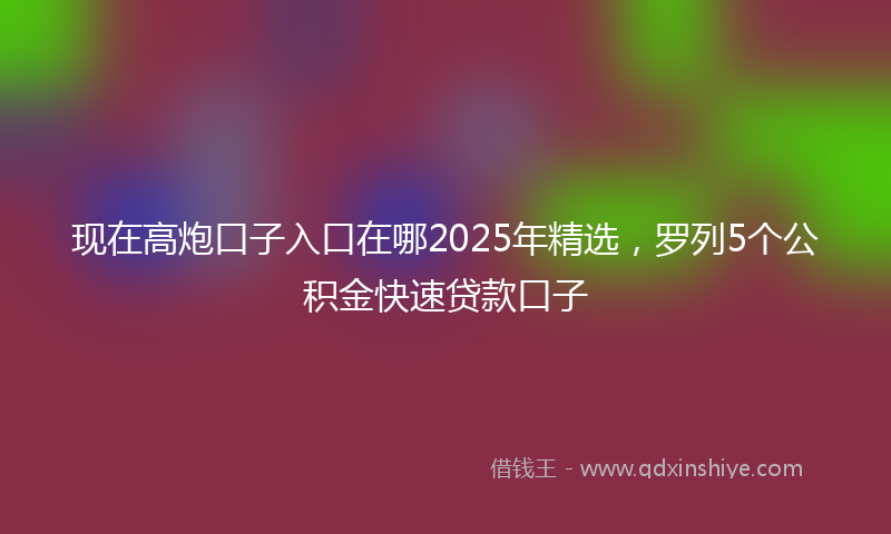 现在高炮口子入口在哪2025年精选，罗列5个公积金快速贷款口子