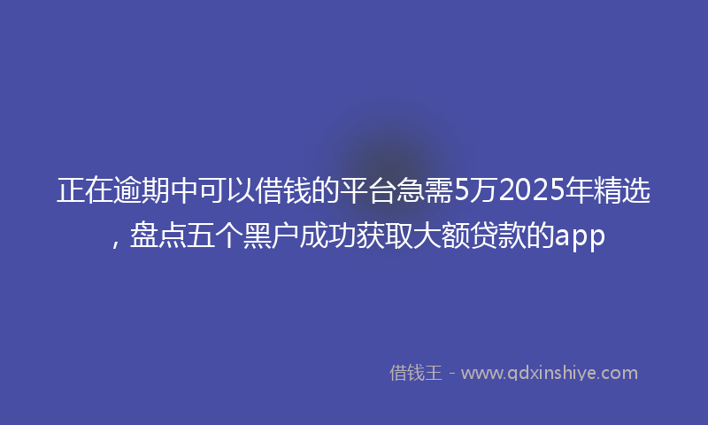 正在逾期中可以借钱的平台急需5万2025年精选，盘点五个黑户成功获取大额贷款的app