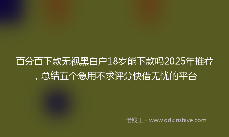 百分百下款无视黑白户18岁能下款吗2025年推荐,总结五个急用不求评分快借无忧的平台