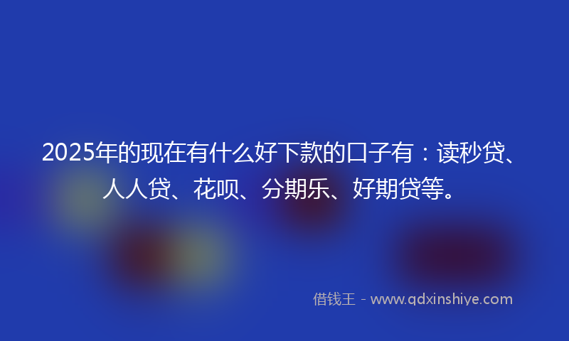 2025年的现在有什么好下款的口子有：读秒贷、人人贷、花呗、分期乐、好期贷等。