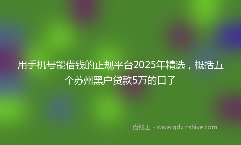用手机号能借钱的正规平台2025年精选，概括五个苏州黑户贷款5万的口子