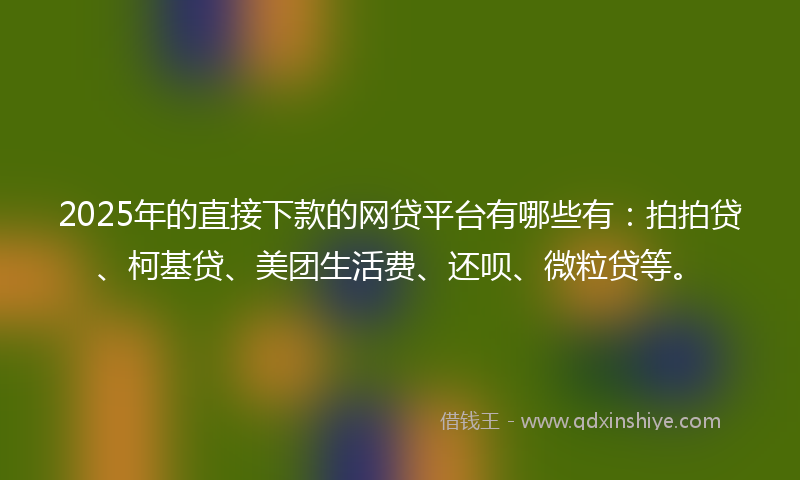 2025年的直接下款的网贷平台有哪些有：拍拍贷、柯基贷、美团生活费、还呗、微粒贷等。