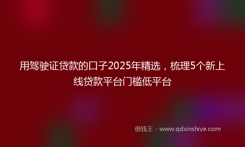 用驾驶证贷款的口子2025年精选，梳理5个新上线贷款平台门槛低平台