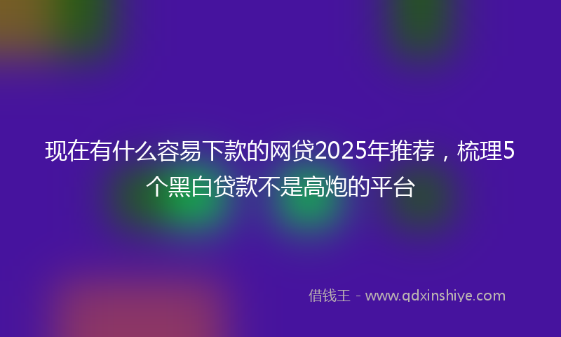 现在有什么容易下款的网贷2025年推荐，梳理5个黑白贷款不是高炮的平台