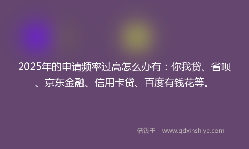 2025年的申请频率过高怎么办有：你我贷、省呗、京东金融、信用卡贷、百度有钱花等。