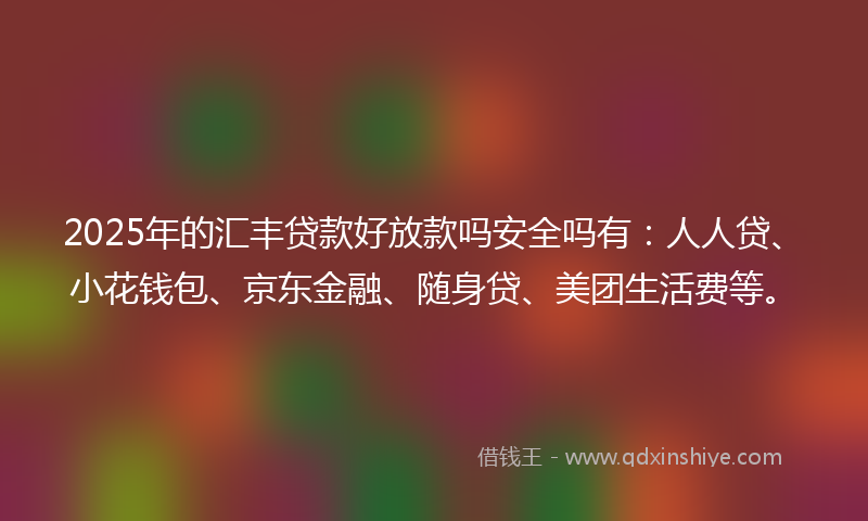 2025年的汇丰贷款好放款吗安全吗有：人人贷、小花钱包、京东金融、随身贷、美团生活费等。