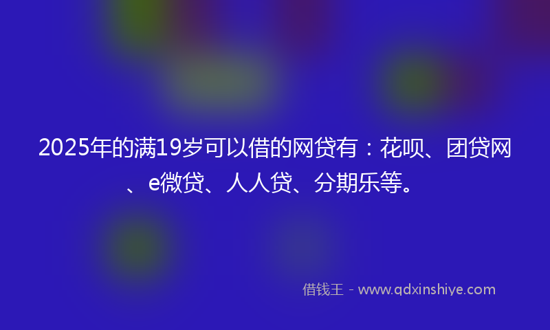 2025年的满19岁可以借的网贷有：花呗、团贷网、e微贷、人人贷、分期乐等。