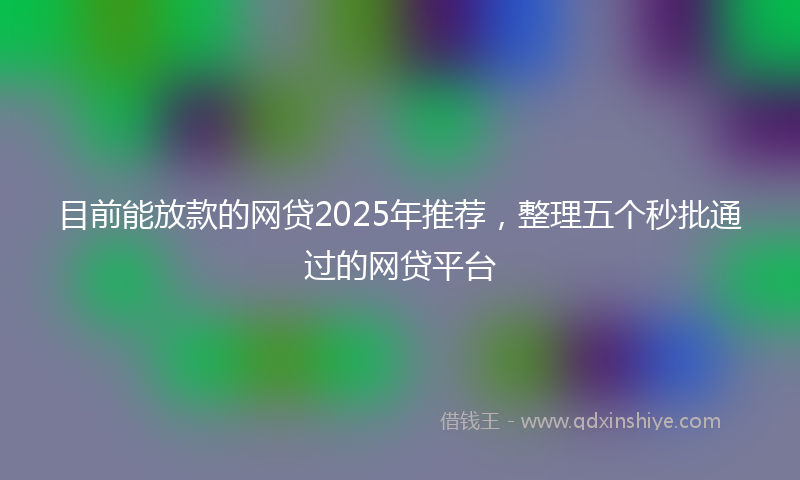 目前能放款的网贷2025年推荐，整理五个秒批通过的网贷平台