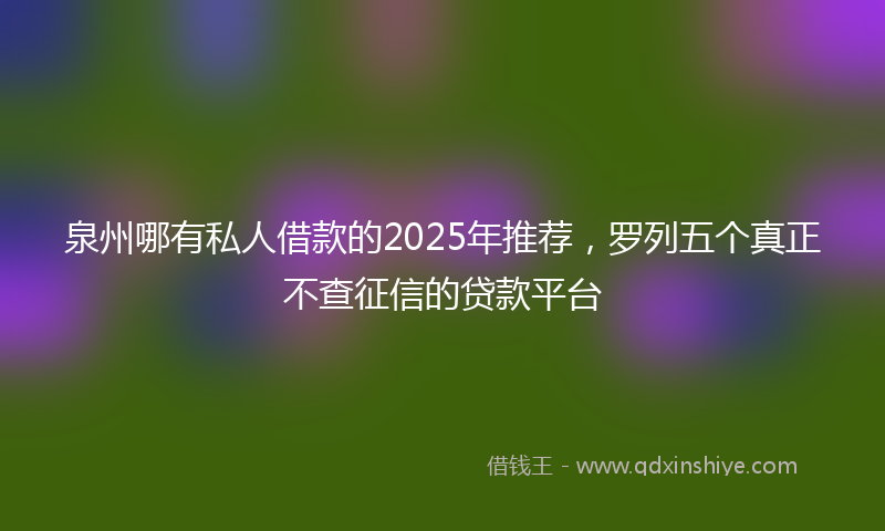 泉州哪有私人借款的2025年推荐，罗列五个真正不查征信的贷款平台