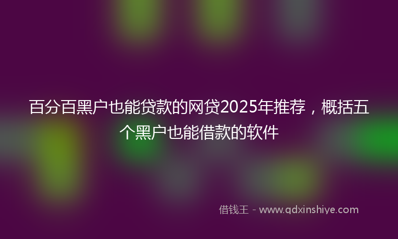 百分百黑户也能贷款的网贷2025年推荐，概括五个黑户也能借款的软件
